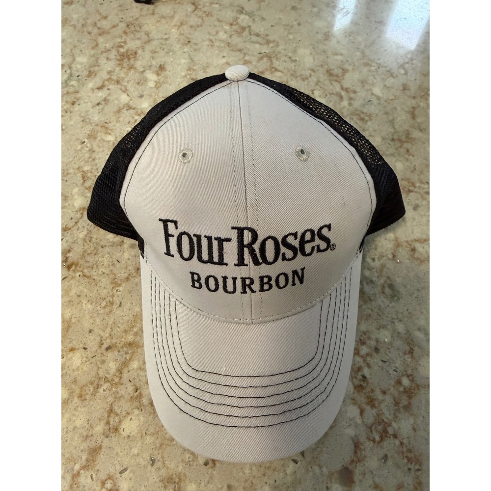 Four Roses Bourbon Trucker Hat HitWear Gray Black Mesh Snapback Cap Baseball Hat